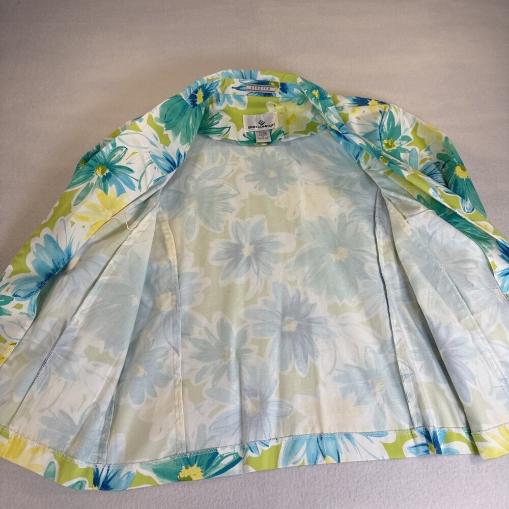 Erin‎ London Jacket Womens Med Multicolor Floral Open Front Blazer - Picture 4 of 10